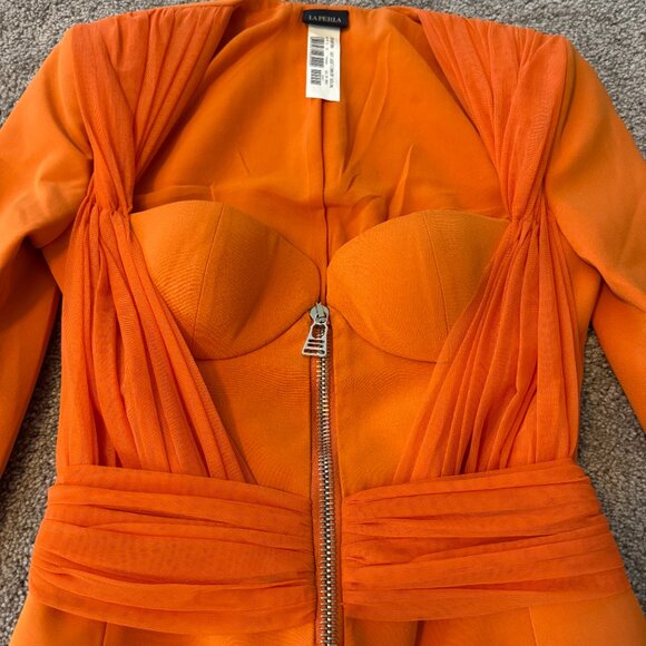 La Perla Runway Orange Crop Top Jacket Built In Bra Brand New Size 2 US 38 IT - Picture 6 of 12